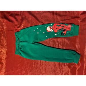 Marvel Spider Man Kids XS 4/5 Green Jogger Sweatpants Holiday Santa Graphic